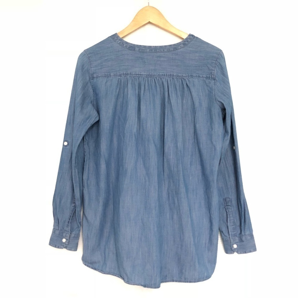 Loft Chambray 'The Softened' 1/2 Button Front Top - image 3